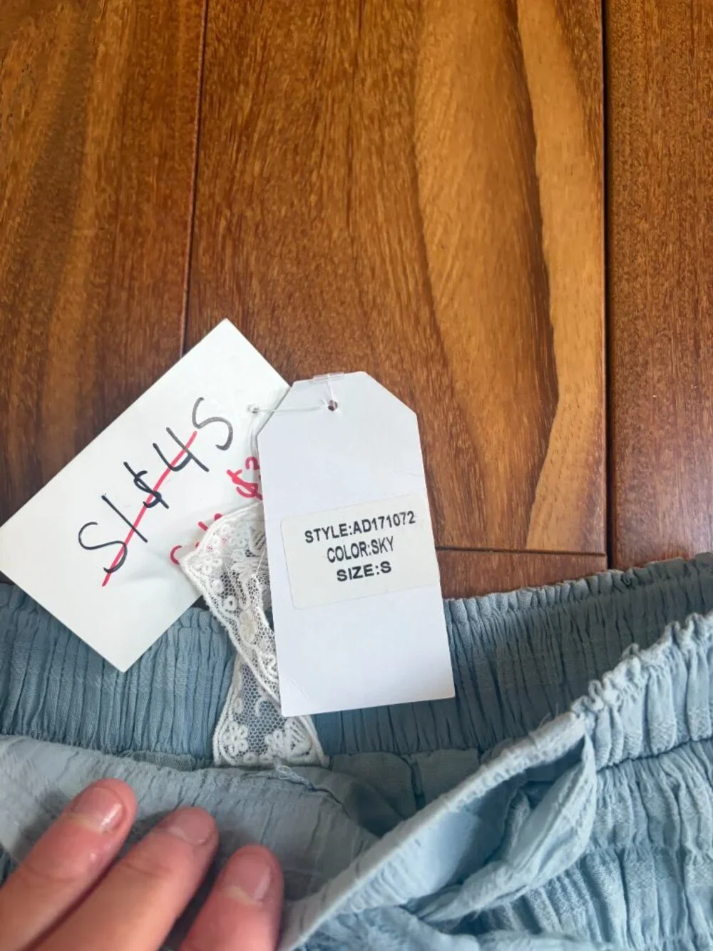 Sadie & Sage dusty blue Elastic tie shorts